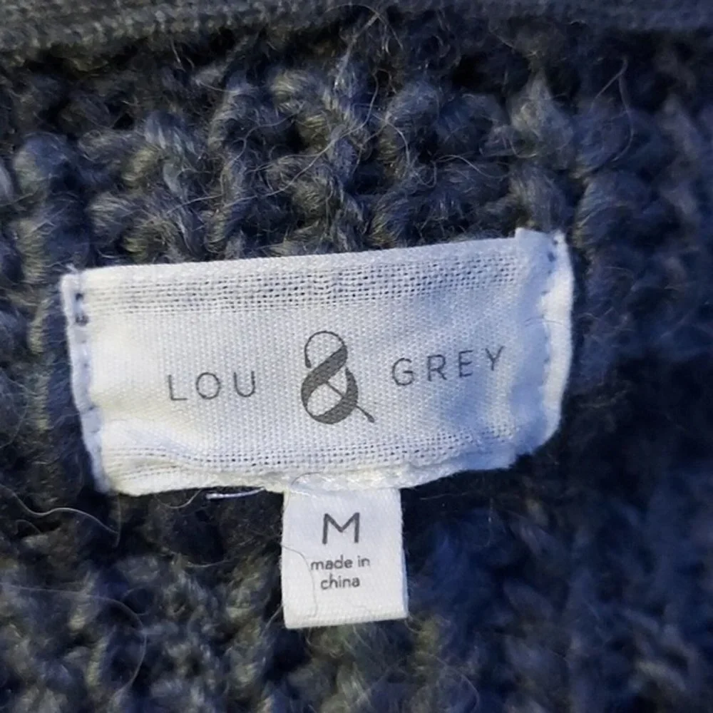 LOU & Grey Womens Gray knit wool alpaca open front cardigan Sz M - Picture 6 of 9
